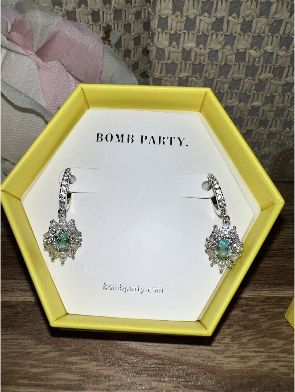 Bomb Party Chase Your Dreams Earrings. Lab Created Light Blue Topaz.